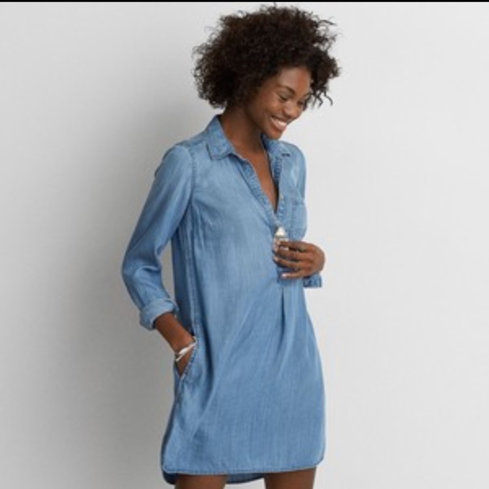 American Eagle Outfitters Chambray Shift Dress